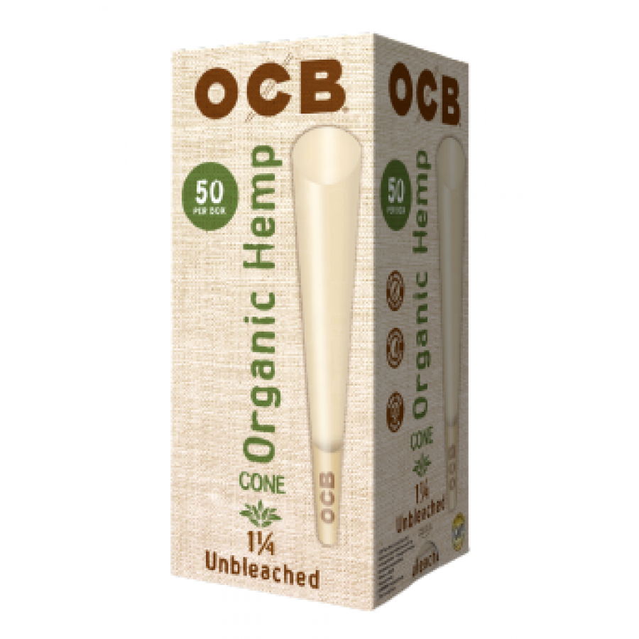 OCB Unbleached Organic Hemp Cones 1 1/4 Size - 50ct OCB Unbleached Organic Hemp Cones 1 1/4 Size - 50ct